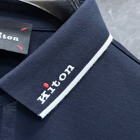 Kiton Navy Blue Contrast Polo Shirt - Picture 3 of 9
